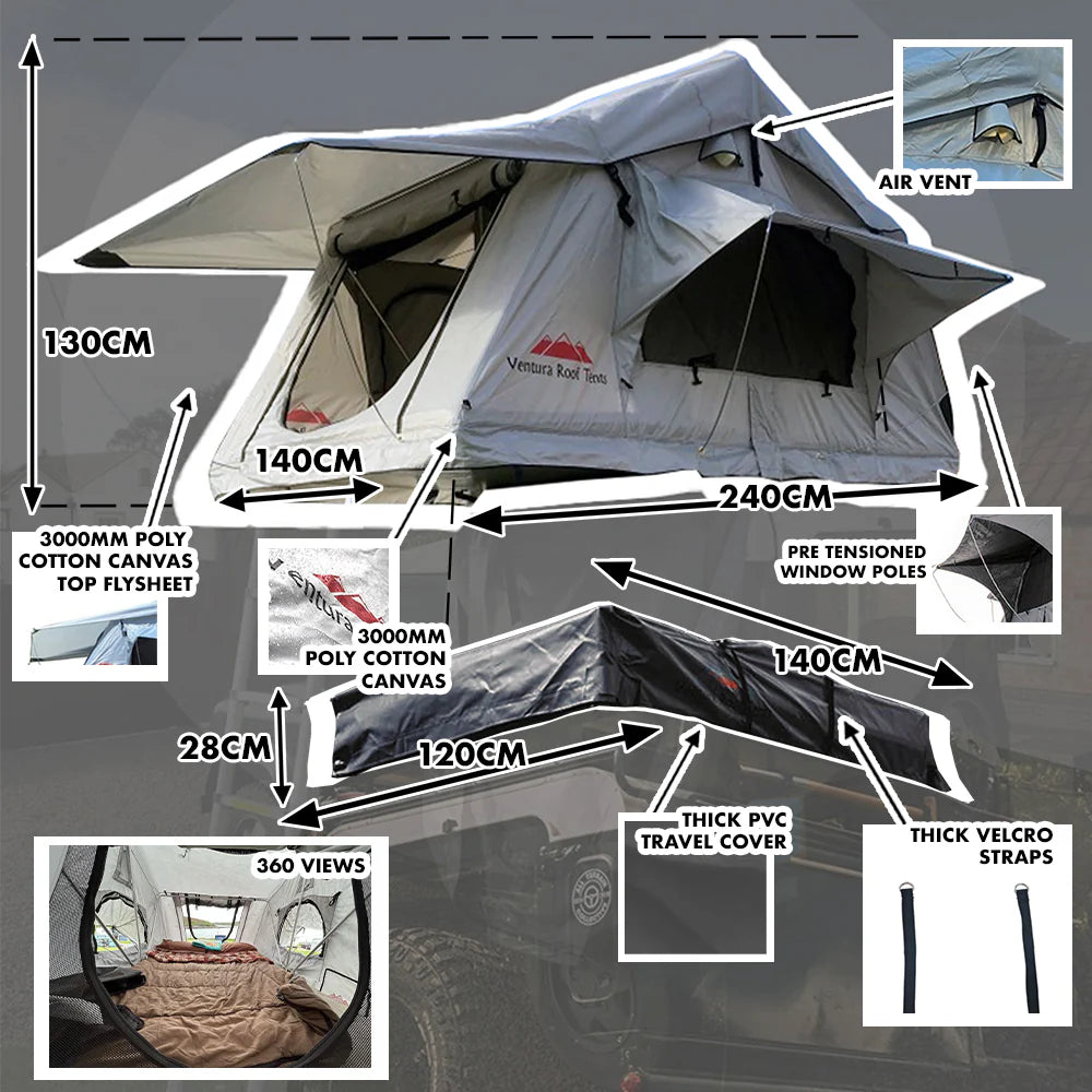 ventura roof tents Ventura Deluxe 1.4m Roof Top Tent – Horizon Gear
