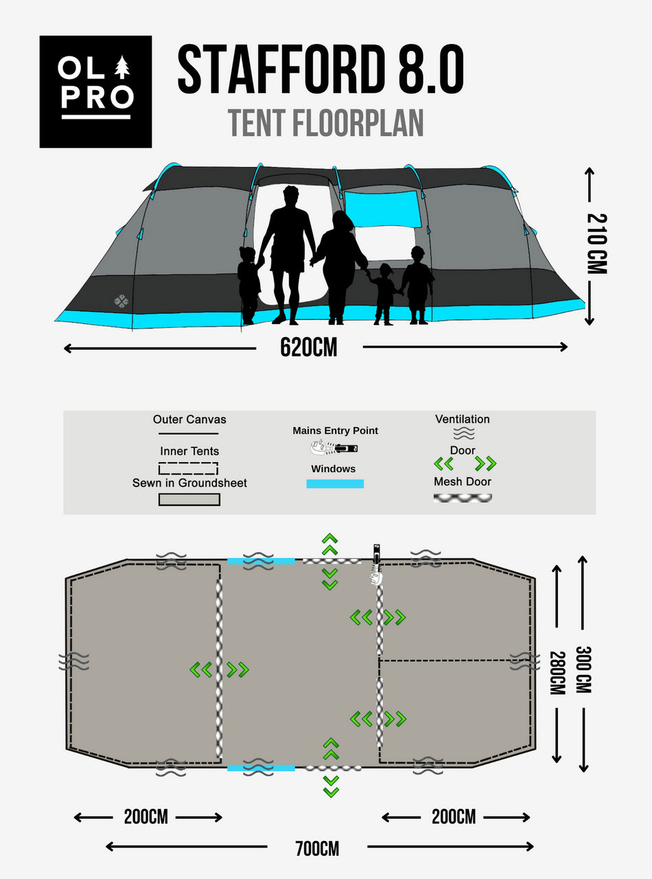 Olpro Stafford 8 Berth Tent